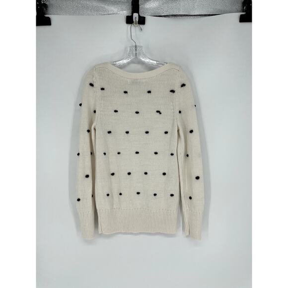 loft Polkadot Cream Knit Sweater Size Medium - Picture 5 of 7